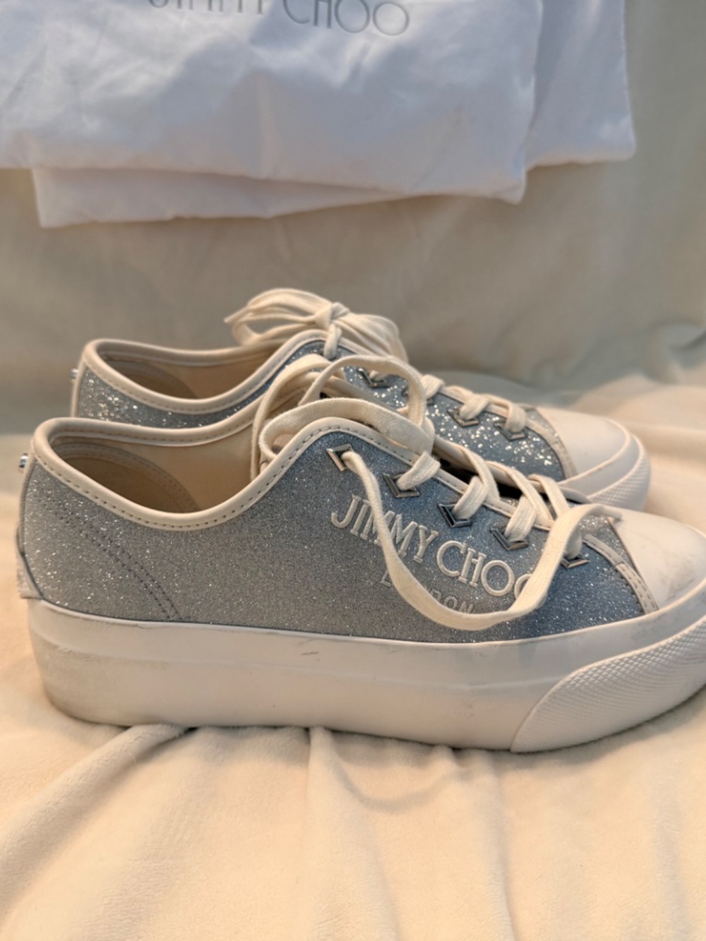Jimmy Choo Glitter Silver Sneakers - Picture 5 of 11